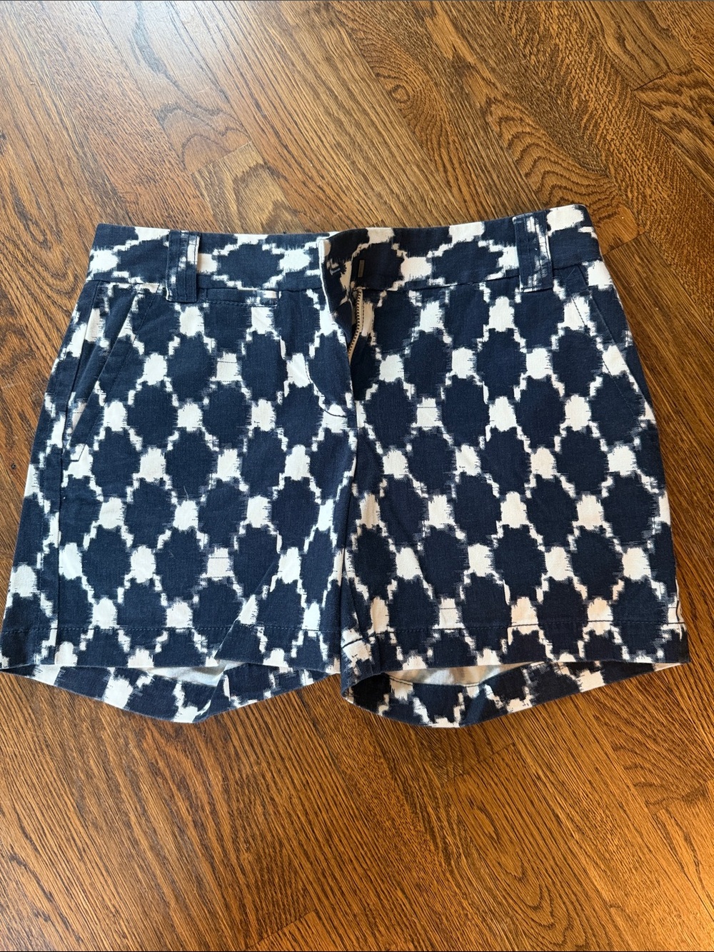 J. Crew Navy & White Printed Stretch Shorts